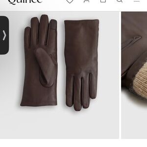 Quince Leather Gloves Chocolate Brown Small Cashmere Lined